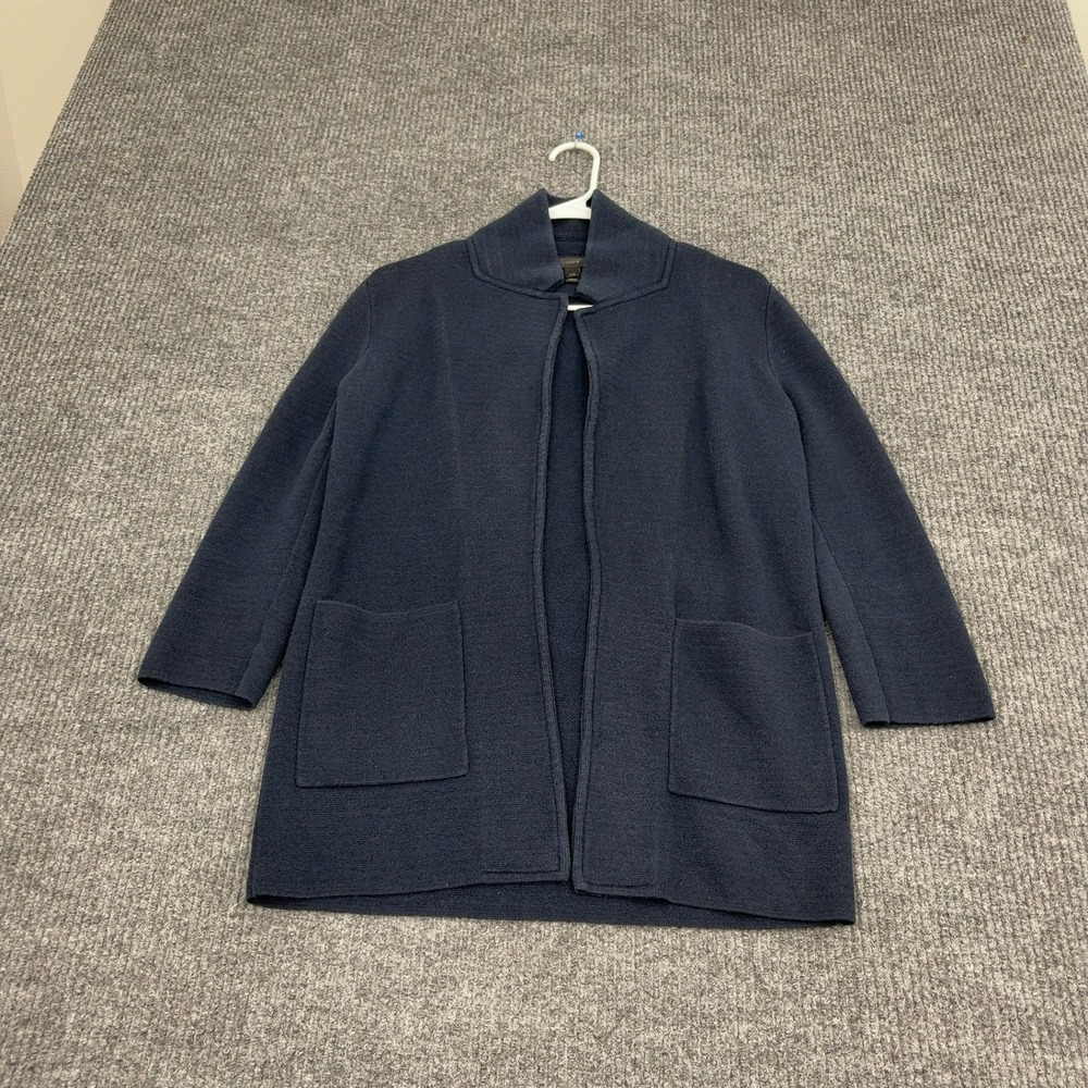 J Crew Sweater‎ Cardigan Women XXS Navy Merino Wool Blend Open Front Jacket